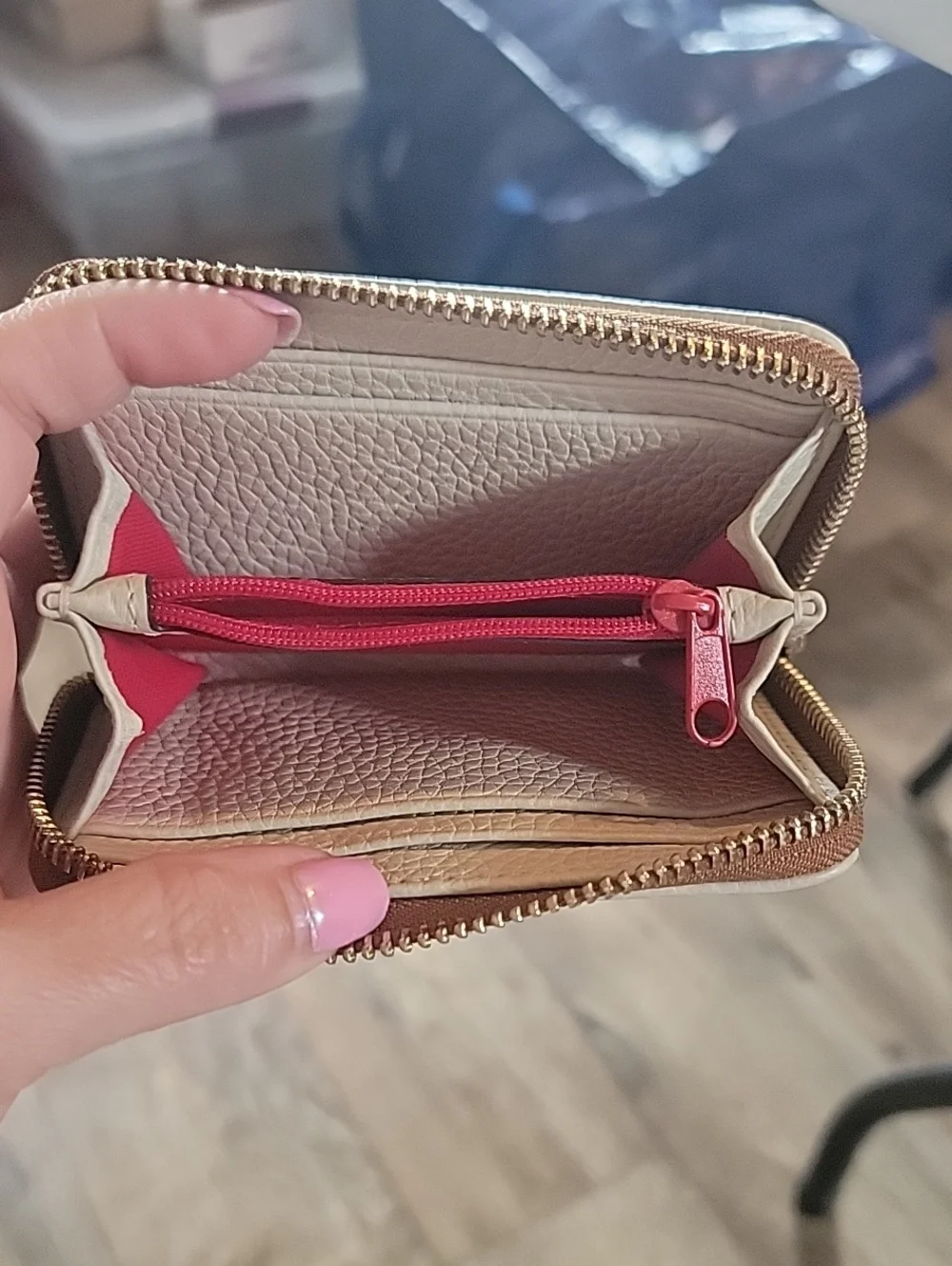 Dooney & Bourke  Pebbled Leather Zip-Around Wallet In Bone